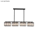 DecorBites™ Island Chandelier - Contemporary Cuboid Shade Crystal Pendant Light with Multiple Heads in Black