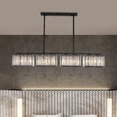 DecorBites™ Island Chandelier - Contemporary Cuboid Shade Crystal Pendant Light with Multiple Heads in Black