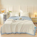 Decorbites jacquard summer cool blanket white & green bedroom quilt