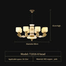Decorbites jade copper chandelier for living room with opal glass shades