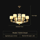 Decorbites jade copper chandelier for living room with opal glass shades