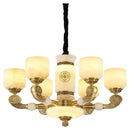 Decorbites jade copper chandelier for living room with opal glass shades