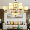 Decorbites jade copper chandelier for living room with opal glass shades