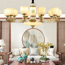 Decorbites jade copper chandelier for living room with opal glass shades