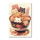 DecorBites™ Japanese Cat Ramen Canvas Wall Art