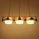 Japanese wood and cream glass hanging light dining room pendant