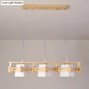 Japanese wood and cream glass hanging light dining room pendant