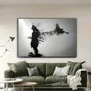 DecorBites™ Japanese Samurai Man with Crow Wall Art