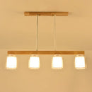 DecorBites™ Japanese White Glass Cylinder LED Island Pendant Ceiling Light for Dining Room