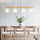 DecorBites™ Japanese White Glass Cylinder LED Island Pendant Ceiling Light for Dining Room