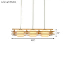 DecorBites™ Japanese Wood Ceiling Pendant with Blown Glass: Cube Restaurant Island Light Fixture - 3 Bulbs