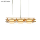 DecorBites™ Japanese Wood Ceiling Pendant with Blown Glass: Cube Restaurant Island Light Fixture - 3 Bulbs