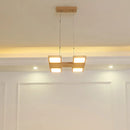 DecorBites™ Japanese Wood Square LED Pendant Light- Modern Restaurant & Island Lighting with Acrylic Shade