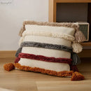 Decorbites knit boho striped cushion cover beige living room tassels