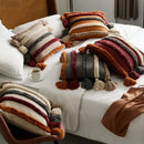 Decorbites knit boho striped cushion cover beige living room tassels