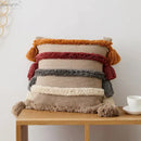 Decorbites knit boho striped cushion cover beige living room tassels