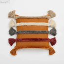 Decorbites knit boho striped cushion cover beige living room tassels