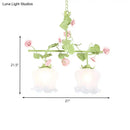 DecorBites™ Korean Garden Hanging Light Fixture with White Glass and Floral Design