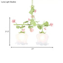 DecorBites™ Korean Garden Hanging Light Fixture with White Glass and Floral Design
