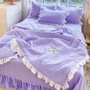 DecorBites™ Korean Princess Ruffles Embroidered Quilt Set