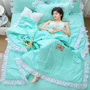 DecorBites™ Korean Princess Ruffles Embroidered Quilt Set