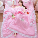 DecorBites™ Korean Princess Ruffles Embroidered Quilt Set