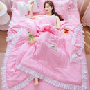 DecorBites™ Korean Princess Ruffles Embroidered Quilt Set