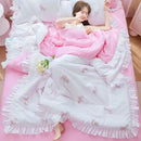 DecorBites™ Korean Princess Ruffles Embroidered Quilt Set