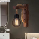 DecorBites™ L-Shaped Wooden Lantern Wall Light with Rope Arm - Perfect Farmhouse Bedroom Lighting