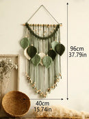 DecorBites™ Leaf Macrame Tapestry Brown Green Wall Tapestry Boho Home Decoration Macrame Wall Hanging Home Living Room Decors Aesthetic Gift
