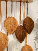 DecorBites™ Leaf Macrame Tapestry Brown Green Wall Tapestry Boho Home Decoration Macrame Wall Hanging Home Living Room Decors Aesthetic Gift