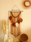 DecorBites™ Leaf Macrame Tapestry Brown Green Wall Tapestry Boho Home Decoration Macrame Wall Hanging Home Living Room Decors Aesthetic Gift
