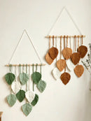 DecorBites™ Leaf Macrame Tapestry Brown Green Wall Tapestry Boho Home Decoration Macrame Wall Hanging Home Living Room Decors Aesthetic Gift