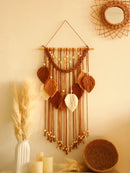 DecorBites™ Leaf Macrame Tapestry Brown Green Wall Tapestry Boho Home Decoration Macrame Wall Hanging Home Living Room Decors Aesthetic Gift