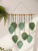DecorBites™ Leaf Macrame Tapestry Brown Green Wall Tapestry Boho Home Decoration Macrame Wall Hanging Home Living Room Decors Aesthetic Gift