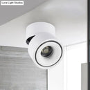 Modern black & white round led flush mount – bedroom metallic shade