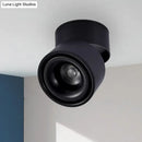 Modern black & white round led flush mount – bedroom metallic shade