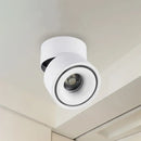 Modern black & white round led flush mount – bedroom metallic shade