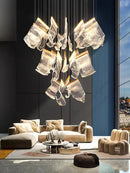 Modern gold sculptural led ceiling chandelier living room light