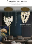 Modern gold sculptural led ceiling chandelier living room light