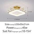 Modern gold square led ceiling lights with crystal accents bedroom