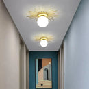 Modern gold sunburst led ceiling lights hallway frosted glass globe
