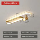 Modern gold curved led ceiling spotlights for living room