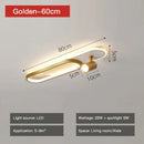 Modern gold curved led ceiling spotlights for living room