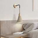 Rustic wood and led cement wall light bedroom sconce