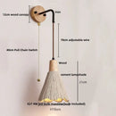 Rustic wood and led cement wall light bedroom sconce