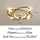 Modern black metal chandelier electric fan living room light