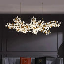 Gold blossom frosted glass led chandelier lighting dining room