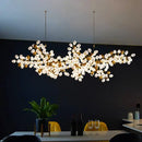 Gold blossom frosted glass led chandelier lighting dining room