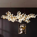 Gold blossom frosted glass led chandelier lighting dining room